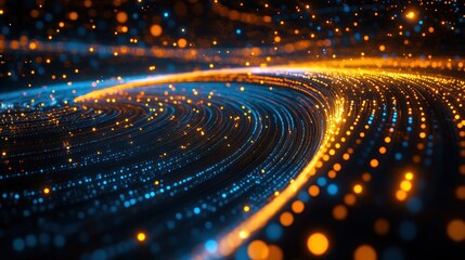 Wall Mural - Abstract swirling lines of glowing particles.