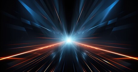 Wall Mural - a dynamic abstract representation of light beams converging towards a central point.