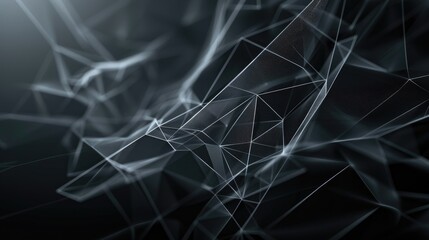Wall Mural - abstract geometric design with interconnected lines and shapes in a dark background.