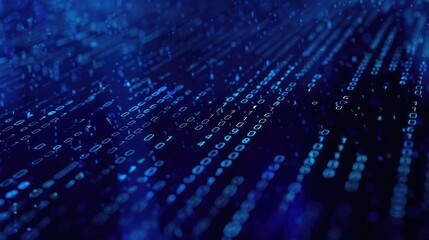 Wall Mural - abstract digital representation of binary data flowing in a blue environment.