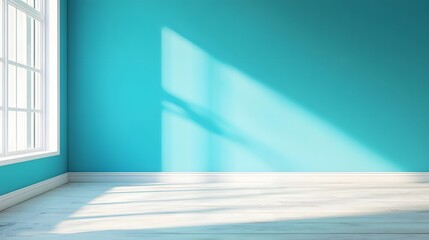 Wall Mural - a fresh, minimalist empty space with a vivid aqua blue background, creating a modern, clean look for