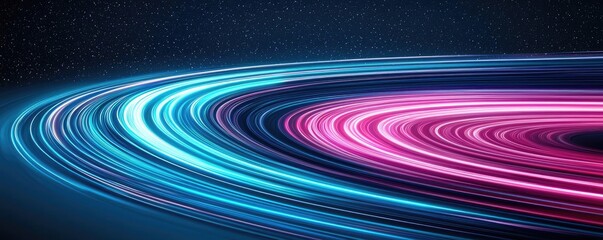 Wall Mural - starry abstract background concept. vibrant neon waves in blue and pink create a stunning abstract b