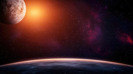 Wall Mural - cosmic abstract background concept. a stunning view of a cosmic landscape with planets and stars in 