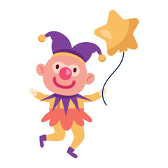 Poster - happy clown with balloons