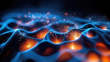 Wall Mural - fireworks abstract background concept. abstract waves of light and sparks create a futuristic digita