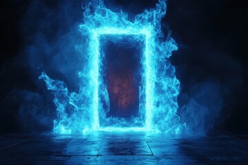 Sticker - Blazing Blue Flames Frame A Dark Portal