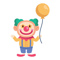 Poster - happy clown character with balloons