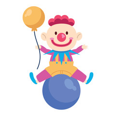 Poster - happy clown with balloons party