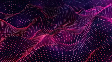 Wall Mural - abstract digital waves with a gradient of purple and pink dots, creating a dynamic visual effect.