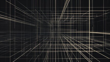 Wall Mural - abstract lines create a 3d grid effect, representing depth and complexity in design.