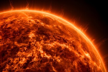 Canvas Print - burning sun in dark background.