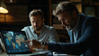 © Nature_Beauty - Two men analyze a world map on a laptop screen