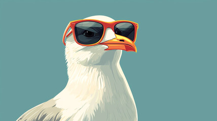 Cool Seagull in Sunglasses Summer Bird Illustration