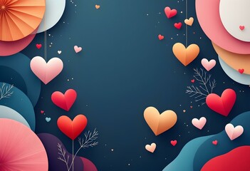Creative concept of Happy Valentines Day web banner or header. Modern abstract art design with heart and geometric shapes. Template for celebration, ads, branding, banner, cover, label, poster, sale
