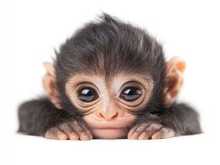 Wall Mural - cute monkey baby isolated on white background.