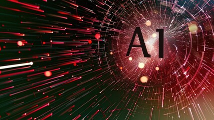 Wall Mural - abstract representation of ai with dynamic lines and glowing elements.