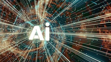 Wall Mural - abstract representation of ai with dynamic light effects and particles.