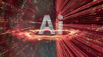 Wall Mural - abstract representation of ai with dynamic lines and glowing effects.