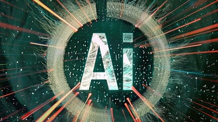 Wall Mural - a dynamic representation of artificial intelligence with vibrant light effects.