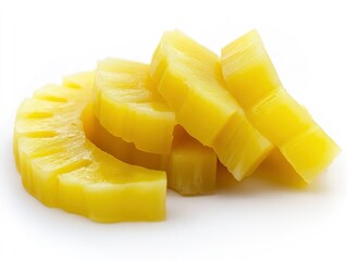 Wall Mural - Fresh pineapple slices isolated on white background. 