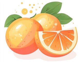 Wall Mural - Fresh Slice Orange isolated on white background.