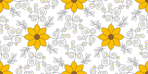 Aufkleber - Flowers with a yellow bud. Background for print, textile, various surfaces.