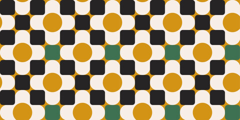 Aufkleber - Chess background with abstract yellow dots and alternating cubes.