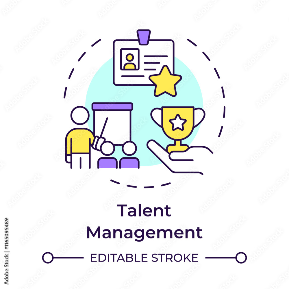 Employee lifecycle multi color concept icon. From initial recruitment ...
