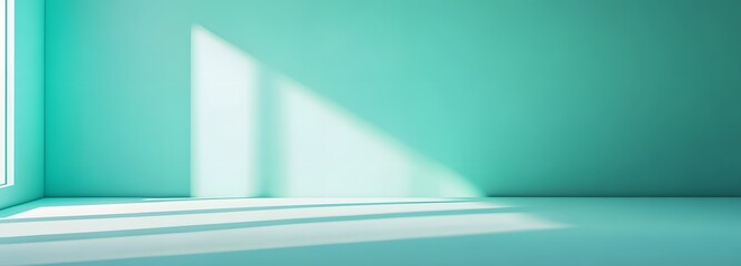 Wall Mural - A stylish empty space with a soft turquoise-colored background, creating a modern and cool atmosphere for showcasing a product