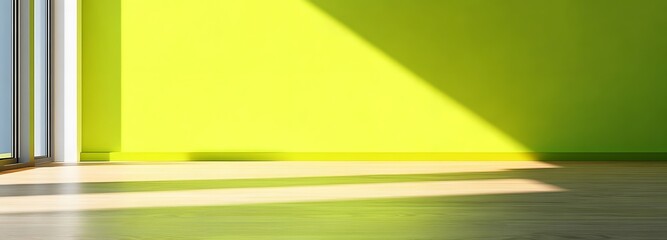 Wall Mural - a large empty space with a bright lime green background, adding energy and vibrancy to the product s