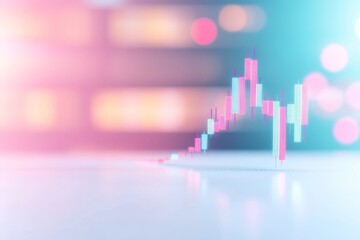 Poster - Dynamic Stock Graph Over Pastel Background Illustrating Financial Growth and Volatility