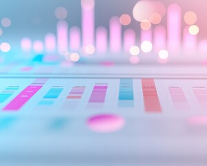 Poster - Pastel Abstract Digital Interface with Financial Charts and Glowing Shapes