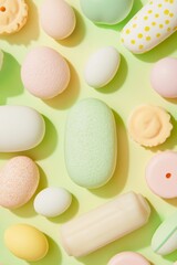 Poster - Pastel Easter Pattern Assorted Shapes on Soft Colored Background