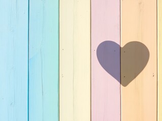 Aufkleber - Colorful Pastel Wall with Heart Shadow Minimalist Art