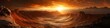 © cynz - Panoramic view of The Wave s swirling patterns glowing under fiery sunset hues, with rugged desert cliffs framing the surreal formations, in 4K resolution