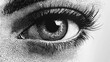 © Nurul - Close-up detailed stippled drawing of a woman's eye.