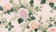 © Ernando - Elegant Pastel Roses and Baby Breath Floral Pattern