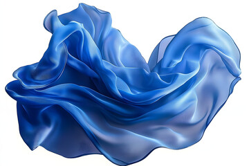 Wall Mural - Blue silk cloth flows beautifully on isolated transparent background.
