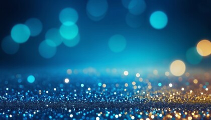 Wall Mural - Abstract blue background with bokeh lights and a shiny festive design