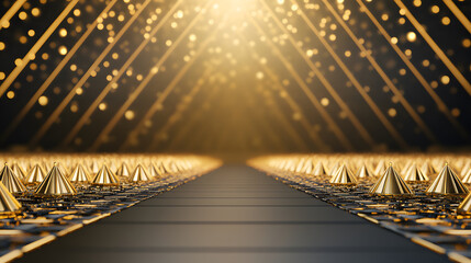 Fototapete - Golden pyramid pathway illuminated by bright light in a captivating artistic setting