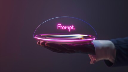 illustration digital prompt on futuristic ai background, businessman generated
