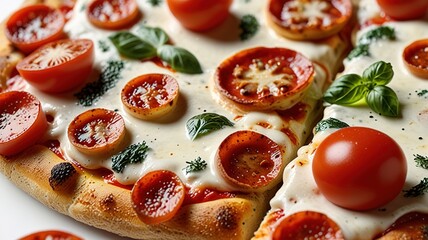 Wall Mural - Delicious pizza with mozzarella on a board