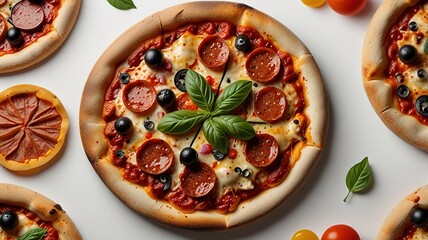 Wall Mural - Delicious pizza with mozzarella on a board