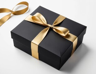 Wall Mural - gift box with gold ribbon