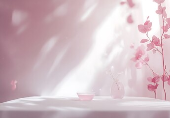 Wall Mural - Pink and white gradient spring background