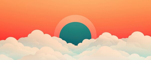 Wall Mural - cosmic abstract background idea. a serene sunset over soft clouds, blending warm colors in a tranqui