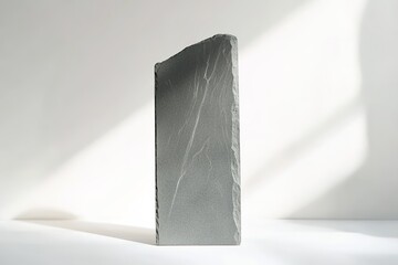 Wall Mural - simple gray gravestone with clean lines displayed upright on bright white background