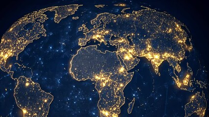 Wall Mural - digital blue geography map with lights