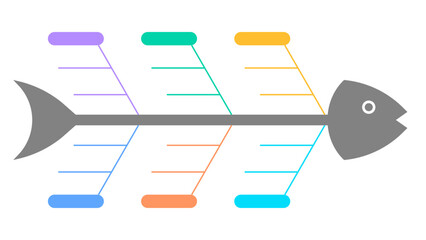 Minimalist Fishbone Diagram Template with Colorful Blank Nodes