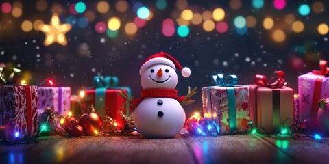 Sticker - Snowman with Presents